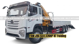 一汽 JK6 6x4 320HP 8T 折りたたみブーム クレーン トラック