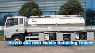 HOWO 4x2 RHD 移動式給油タンカー、ミラーアルミニウム合金タンク付き